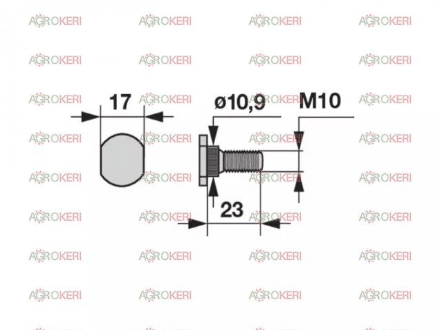 Pöttinger csúszótalp csavar (rovátkolt) M10x22
